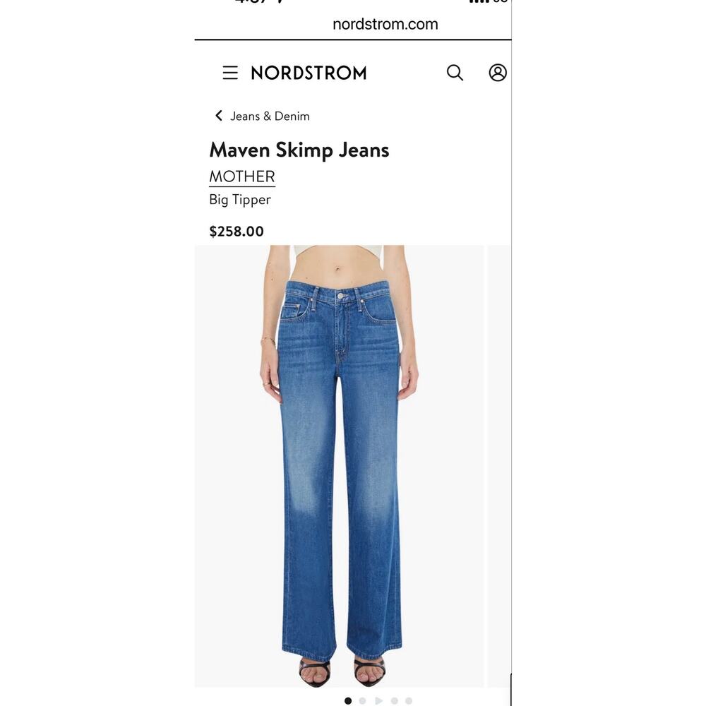 Mother Superior Maven Skimp Mid-Rise Jeans in Big Tipper. Wide Leg. Size 28 NWTs
